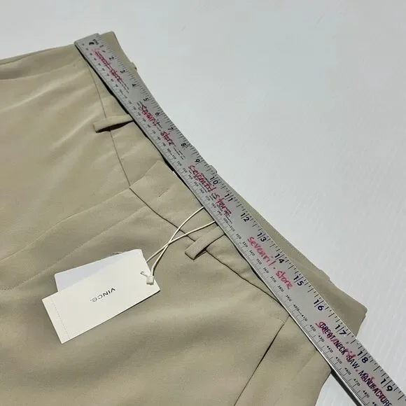 Vince Tailored Straight Pants Women's 12 Sepia Crepe Fit Slash Pockets NWT $345